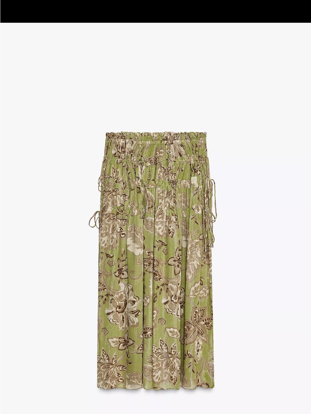 Zara ZW Collection Green Floral Print Skirt